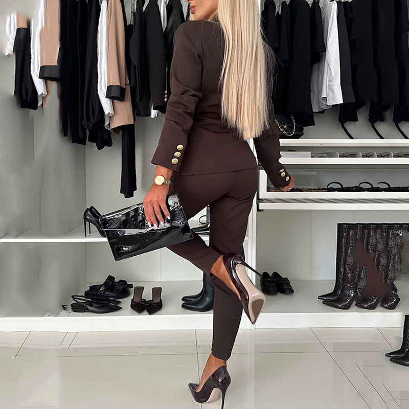 Elena™ Double-Breasted Blazer and Tailored Trousers Set
