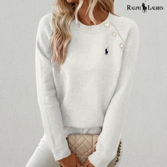 Classic Button-Shoulder Knit Sweater