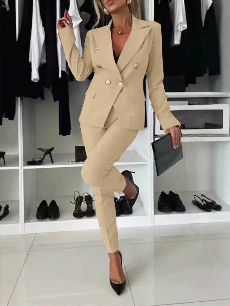 Elena™ Double-Breasted Blazer and Tailored Trousers Set
