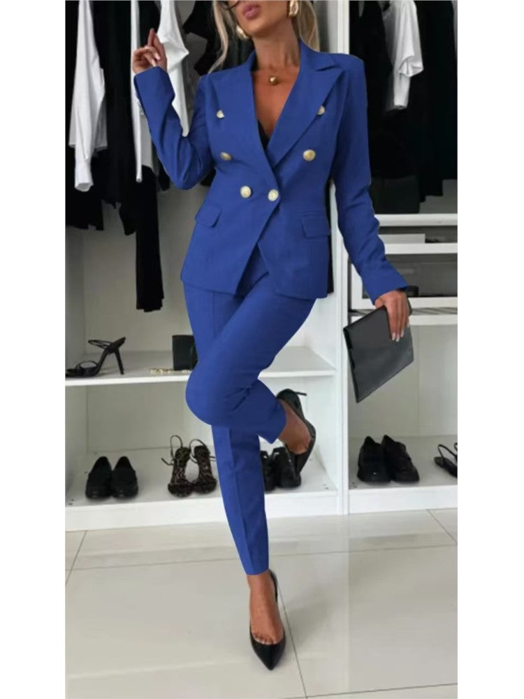 Elena™ Double-Breasted Blazer and Tailored Trousers Set