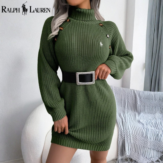 RL® Signature Button-Shoulder Dress