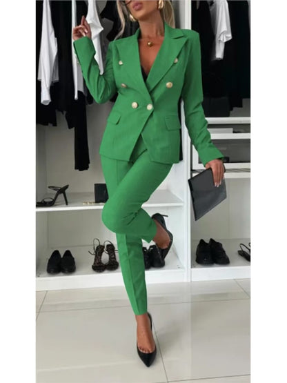 Elena™ Double-Breasted Blazer and Tailored Trousers Set