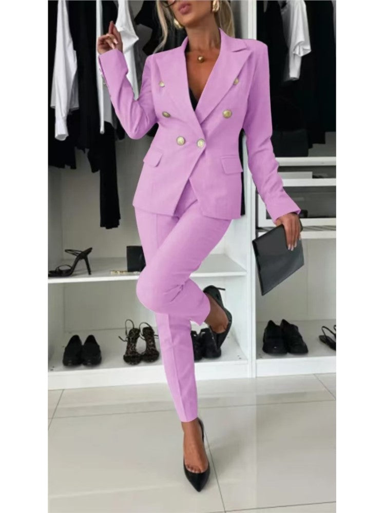 Elena™ Double-Breasted Blazer and Tailored Trousers Set