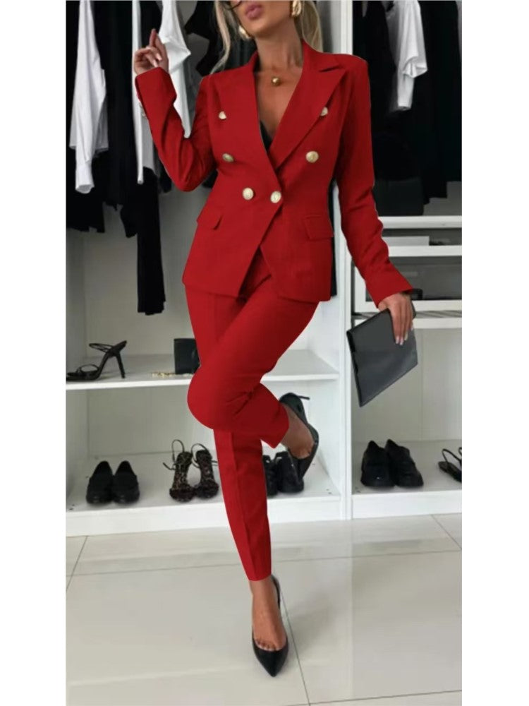 Elena™ Double-Breasted Blazer and Tailored Trousers Set