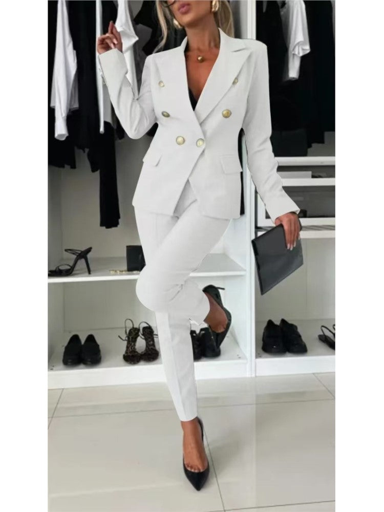 Elena™ Double-Breasted Blazer and Tailored Trousers Set
