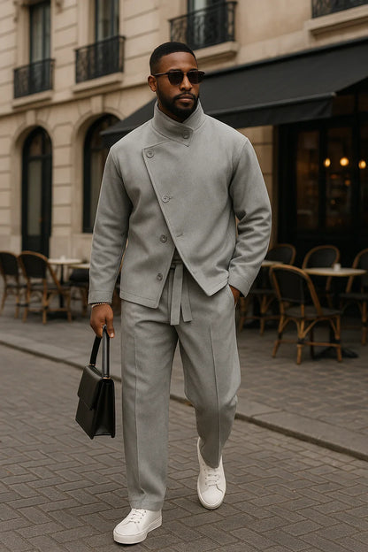 Urban Asymmetric Front Jacket Pant Set
