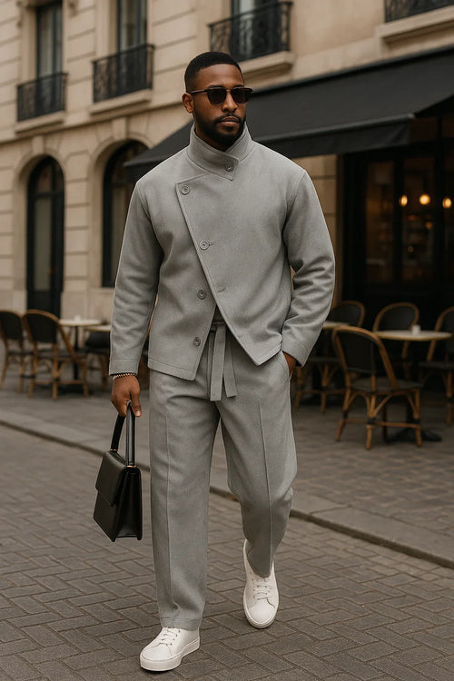 Urban Asymmetric Front Jacket Pant Set